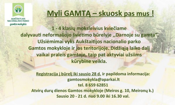 Kvietimas į gamtos būrelį