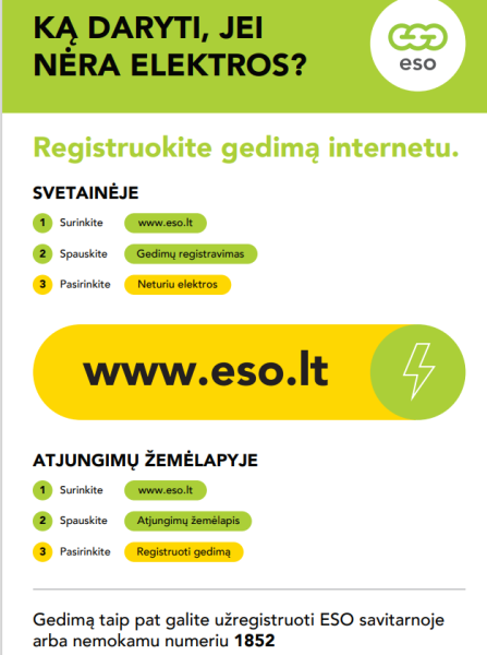 Energijos skirstymo operatorius (ESO) informuoja