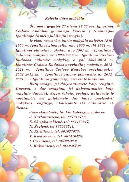 Mokyklos 75-mečio šventė