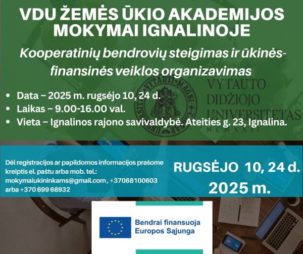 Žemės ūkio akademijos mokymai