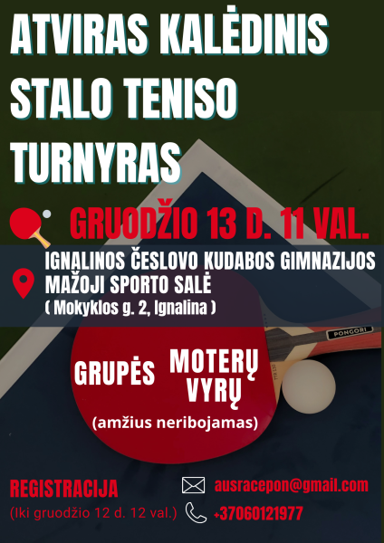 Kviečiame dalyvauti stalo teniso turnyre!