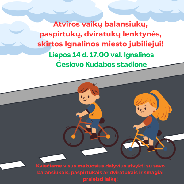 Kviečiame visus vaikus į balansiukų, paspirtukų ir dviratukų šventę!