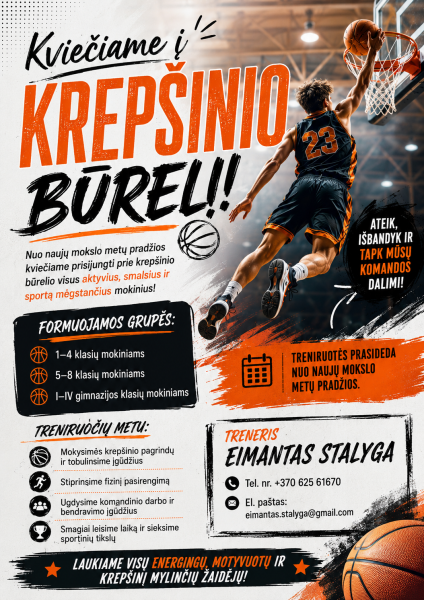 Kviečiame į krepšinio būrelį!